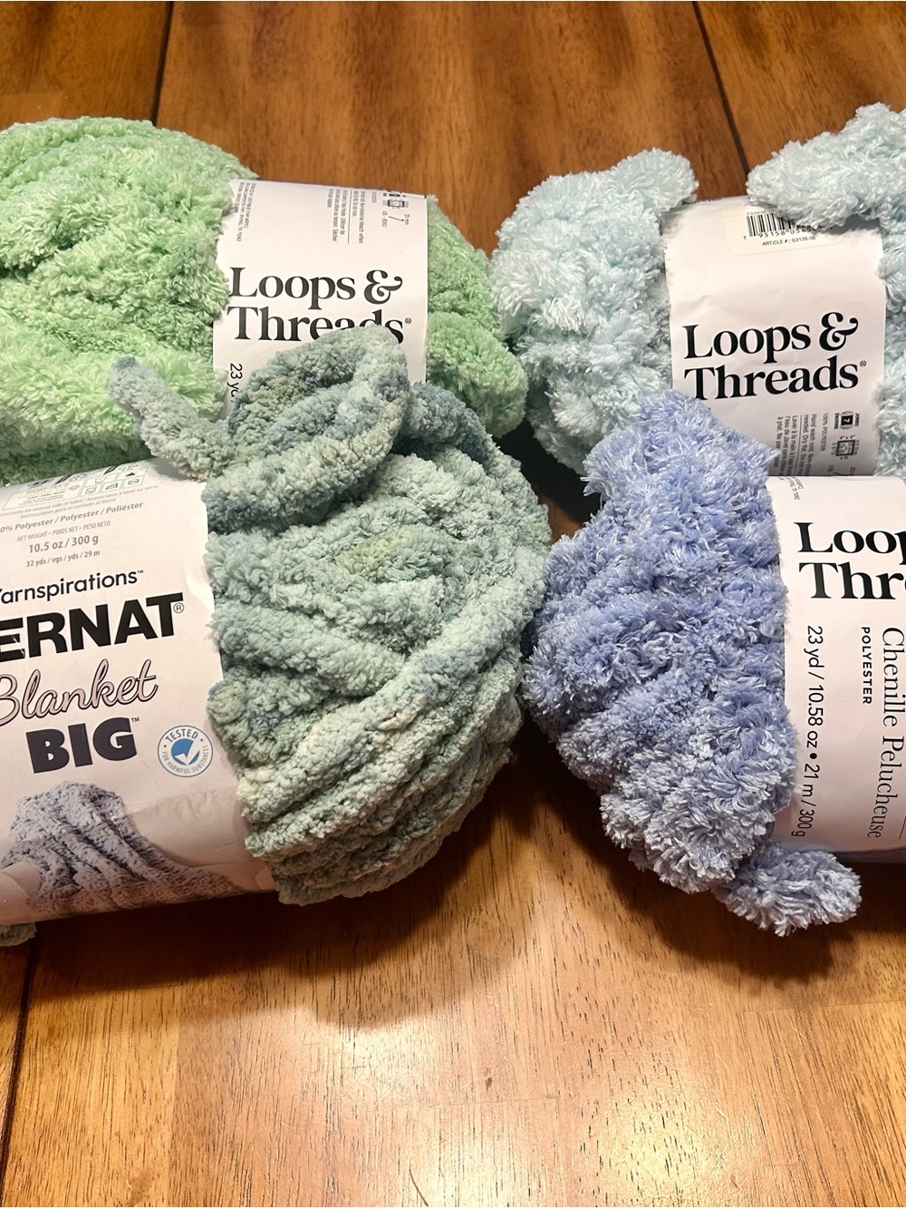 Loops & Threads/Bernat Chenille Blanket Yarn - Greens & Blues